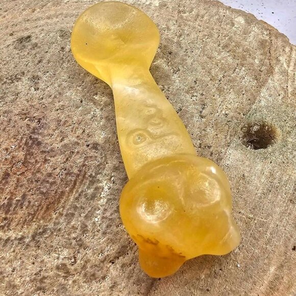 Nature Yellow Quartz Hand Carved Panda 3.2" Spoon. - Picture 7 of 10